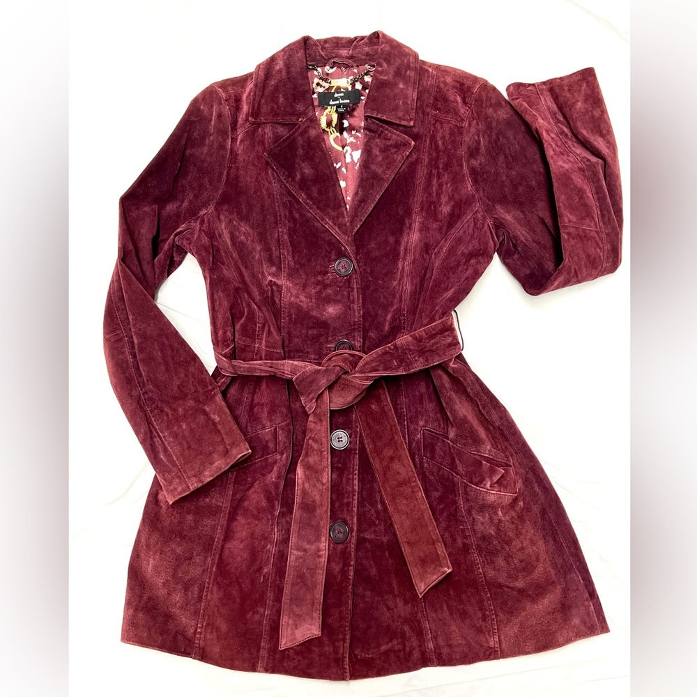 Dennis Basso Gorgeous Wine Suede Coat